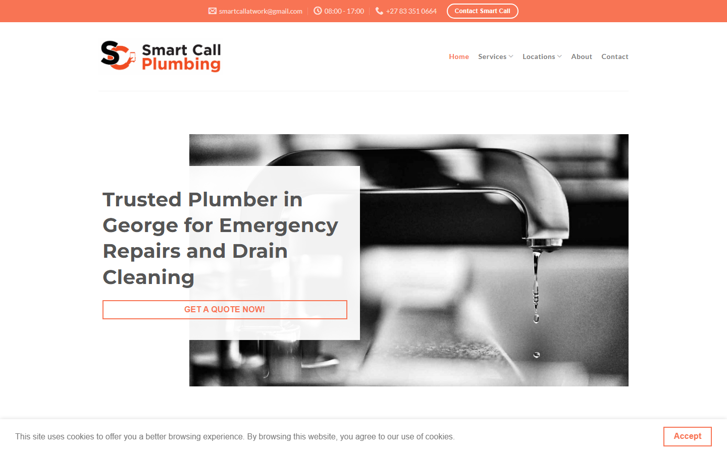 SmartCall Plumbing website designed and developed by CTInc Web Design